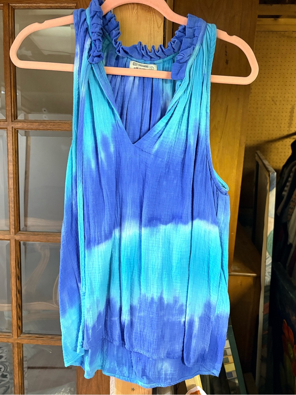 Dreamers Blue Tie-Dye V-Neck Sleeveless Tank